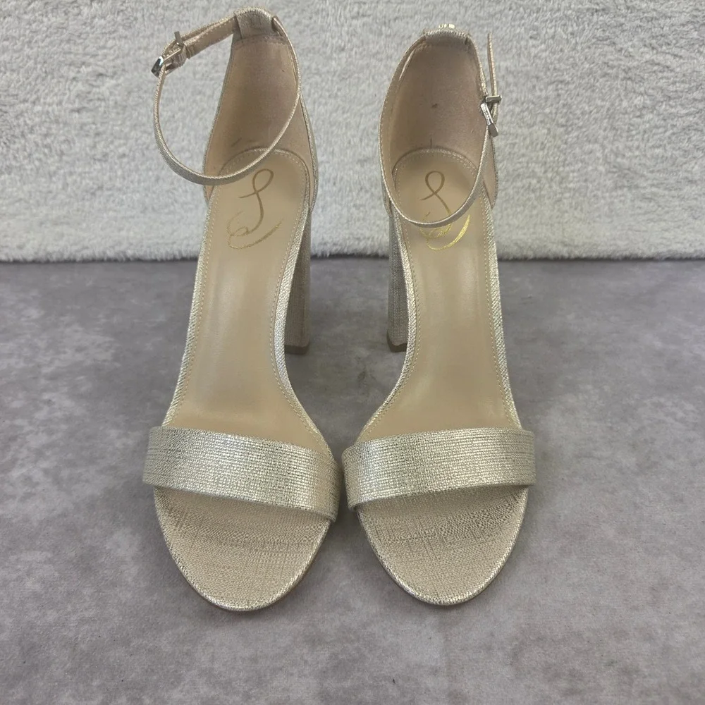 Sam Edelman Yaro Block Heel Sandals Light Gold Metallic Dress Shoes 10 M